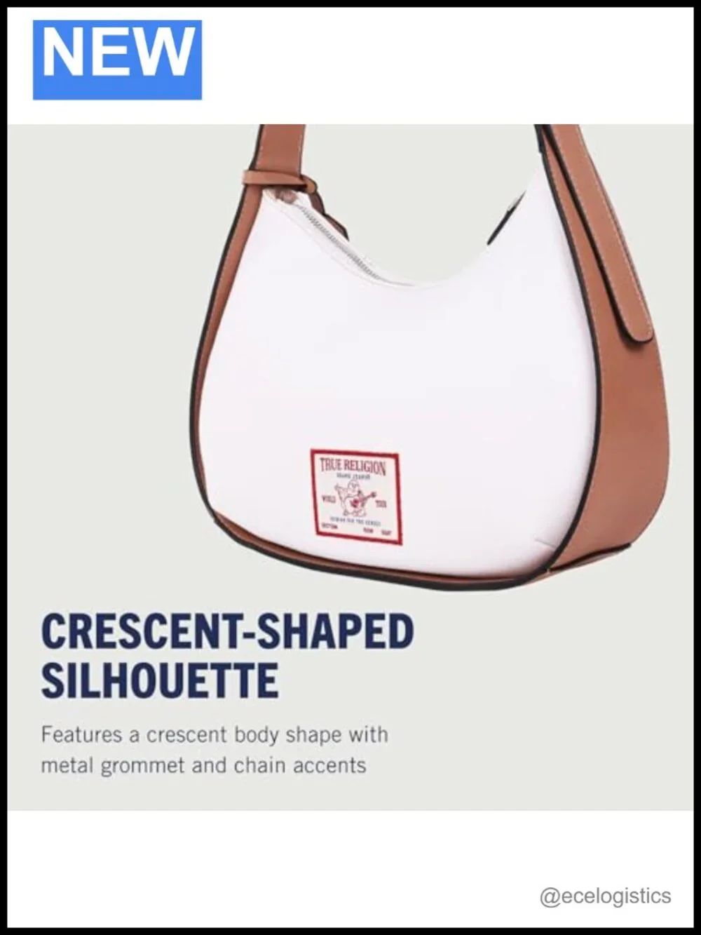 White Hobo Bag with Contrast Trim and Horseshoe Pocket